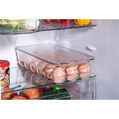 China 195080 PET Viable Clear Plastic Fridge Organizer Bins Fridge Food Pantry Freezer Egg Holder Storage Box for sale