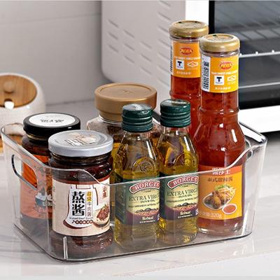 China 400019Refrigerator Viable Organizer Bins 6 Pack Clear Plastic Refrigerator Storage Bins For Pantry Built-in Handles for sale