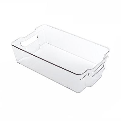 China XY 423820 Environmentally Friendly Clear Stackable Plastic Drawer Box Fridge Food Container Kitchen Storage Organization With Handle for sale