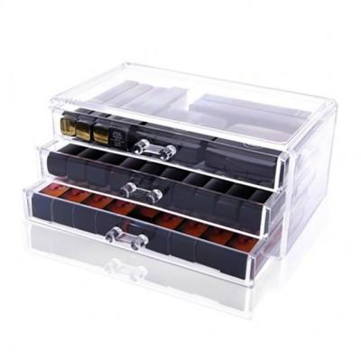 China JQ Eco-friendly 423248G Make Up Plastic Cosmetic Storage Box Acrylic Makeup Organizer 3 Drawers Lipstick Nail Polish Storage for sale