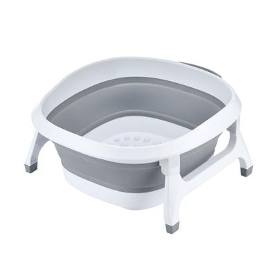 China Portable Collapsible Plastic Folding Bucket Foot Wash Bucket XTT Plastic Foot Basin For Relaxation for sale