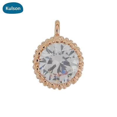 China New Trendy Original Simple Round Stone Charms Rose Gold Plated Brass Zircon Pendants For Jewelry Make for sale