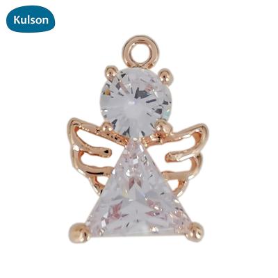 China New designs FASHIONABLE Rose Gold Plated Brass Zircon original Angel Pendants Charms For Jewelry cute do for sale