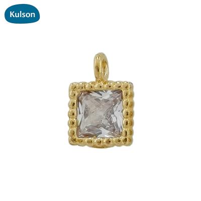 China PDT0307-Classic Raw Zircon Square 3*3mm Brass Stone Pendants CLASSIC Charms For Jewelry Make for sale