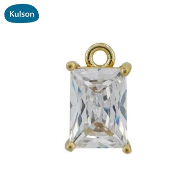 China PDT0325-Raw CLASSIC Brass Zircon Rectangle Pendants Charms For Jewelry Make for sale