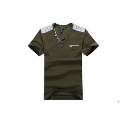 China Custom V-Neck Anti-Pilling Front Pocket T-Shirt Fashion Tees for sale