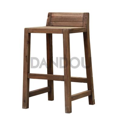 China Farmhouse Farmhouse Antique Bar Chair Support Cushion Pine Wood Leisure Chair Natural Wood Living Room Recycled Wood Furniture for sale