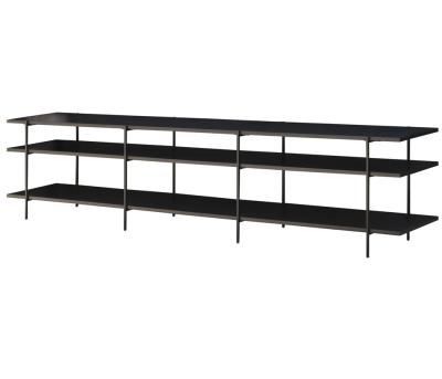 China KD Modern Black Living Room Furniture Storage MDF TV Stand With Shelves for sale