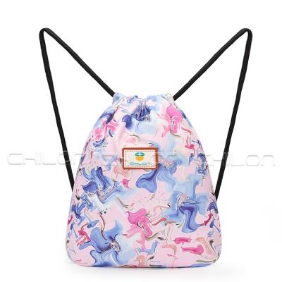 China Fashion Portable Shopping Drawstring Gym Bag Pouch Print Recyclable Backpack Women Custom School Bag For Girl for sale