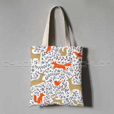 China Eco-friendly Custom Cotton Printing Recyclable Tote Bag Shopping Canvas Bag for sale