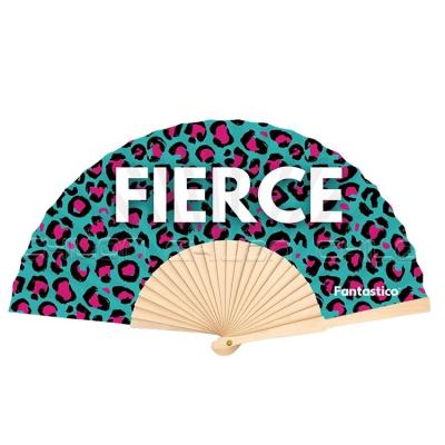 China Wholesale Japan Latest Design Fashion Printed Wooden Cloth Hand Fans For Business Gifts for sale