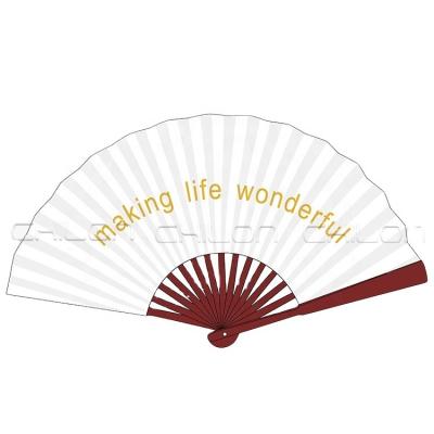 China Europe Red Color Handle 7/8/9/10 Inch Fabric Bamboo Silk Hand Fan With Logo Printing for sale