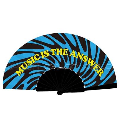 China Europe Personalized Custom Logo Hand Fan Printed Durable Fabric Plastic for sale