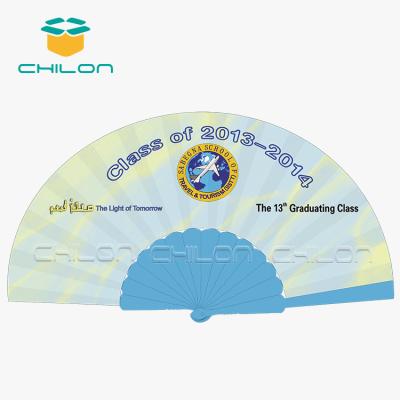 China Europe Promotional Plastic Souvenir PP Hand Fan With Logo Printed for sale