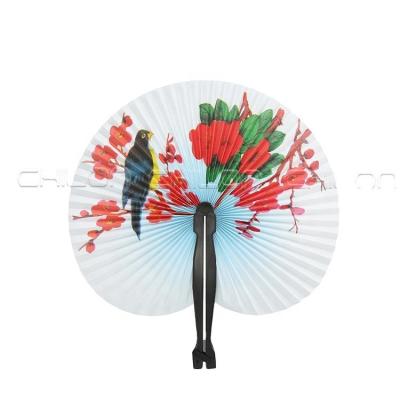 China Japan Customized Pattern Round Circular Paper Folding Fans for sale