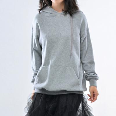 China Breathable Wholesale Autumn Winter Gray Knitted Pullover Oversized Hoodies For Women 100% Cotton Hoodies And Sweatshirts for sale