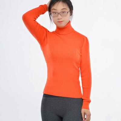 China Anti-wrinkle new Autumn Winter Lapel Turtleneck Orange basing thin knitted sweater women basic sweater sweater for sale