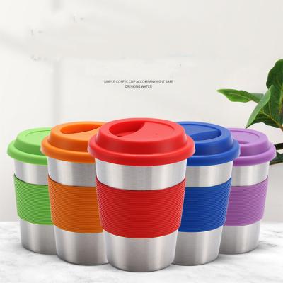 China Viable Hot Selling Creative Wholesale Car Stainless Steel Coffee Mug Amazon Silicone Insulation Cup Single Layer Vacuum Mug for sale