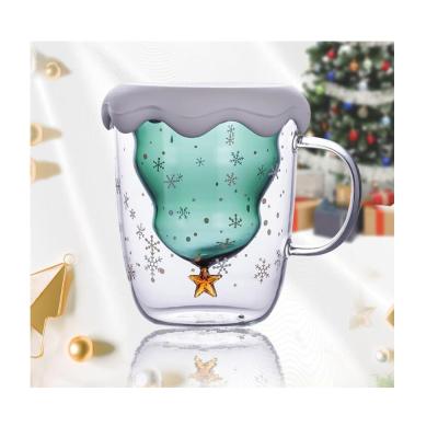 China Factory Sustainable Wall Double Layer Christmas Tree Glass Inner Christmas Cup for sale