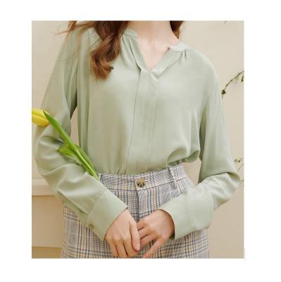 China Anti-pilling stylish shirts for ladies comfortable fabric with 100%polyester blouse for woman for sale