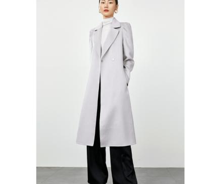 China classic Anti-wrinkle women overcoat full cashmere woolen coat with belt ladies cashmere jacket woolen coat for sale