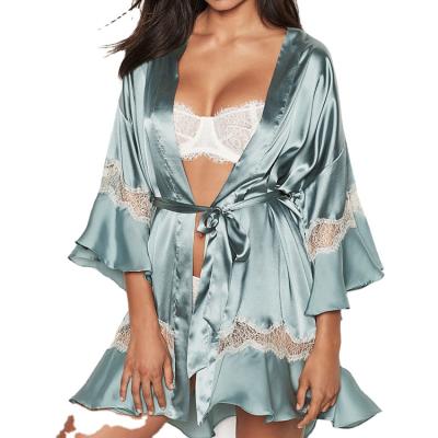 China Newest QUICK DRY Sleepwear Customized Silk As Satin Sleepwear Women Sleepwear Female Long Lace Robe for sale