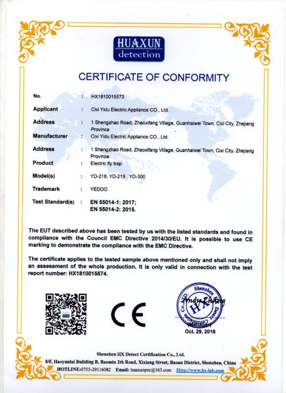 CE - Yuyao City Lingtong Electrical Appliance Factory