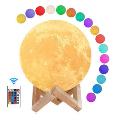 China Customized 2021 Touch Remote Moon Lamp Led Light 3d Printing Kids Night Light 16 Color 22c Christmas Gift 22c For Kids for sale