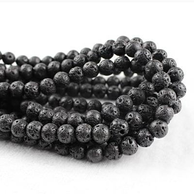 China Jewelry Making Hot Selling 4mm~20mm Natural White/Black/Volcanic Rock Lava Stone Beads For Jewelry Making for sale