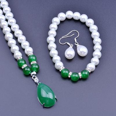 China CLASSIC pearl necklace jewelry set and bracelet high quality glass earring set for women for sale