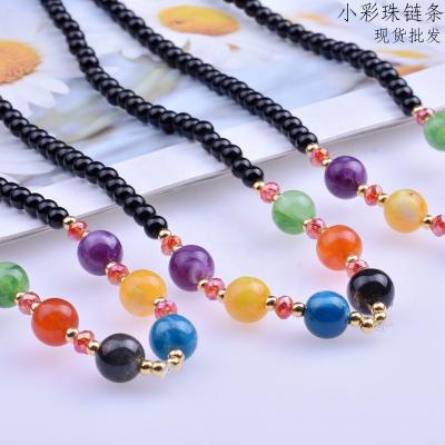 China Vintage Long Sweater Chain Necklace Black Color Pearl Jewelry Round Pearl Chain Necklace for sale