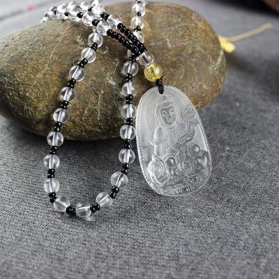 China Vintage Autumn And Winter Sweater White Crystal Frosted Necklace Twelve Zodiac Amulet Pendant Necklace Wholesale for sale