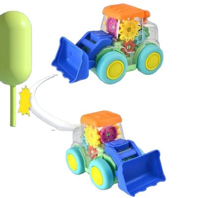 China Diecast Truck Toy Music And Colorful Lights Engineering Toy Electric Transparent Gear Universal for sale