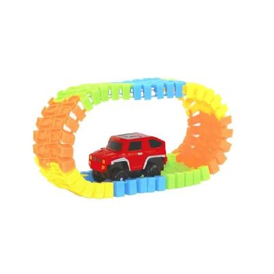 China DIY 220PCS Eco-friendly Material Luminous Educational Assembling Building Block Toys Electric Track Car Toy for sale