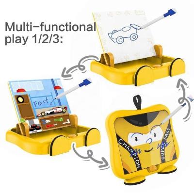 China Scene Paper Educational Kids Racing Car Magnetic Drawing Board Puzzles Games Toys for sale