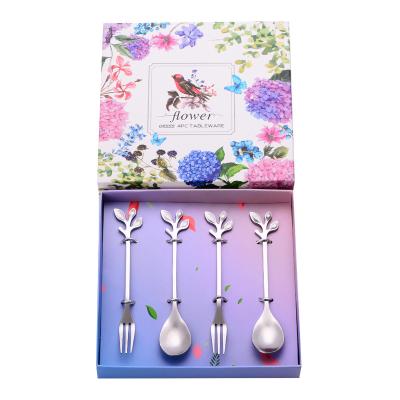 China Sustainable New Style Customized 4 Pcs Stainless Steel Dessert Cutlery Flatware Set for sale