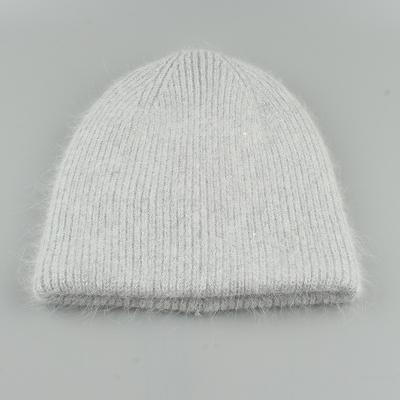 China JOINT Hair Beanie Hat Fuzzy Warm Knitted Angora Rabbit Winter Wool Sequins Lurex Beanie Hat Russia Women for sale