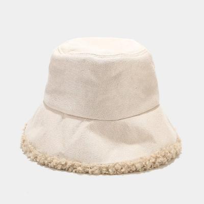 China New Design Custom Made Winter Sherpa Women Casual Striping Warm Fisherman Cap Bucket Hats Mens Suede Bucket Hat for sale