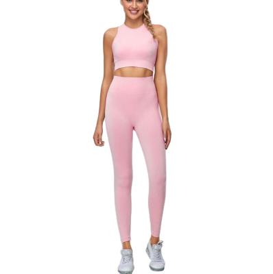 China High Quality Breathable Women Compression Workout Sports Seamless Fitness Crop Top Tank Yoga Leggings Sets Tracksuit for sale