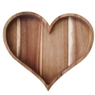 China Eco Friendly Eco Friendly 100% Natural Heart Wooden Serving Tray Tea Coffee Snacks for sale