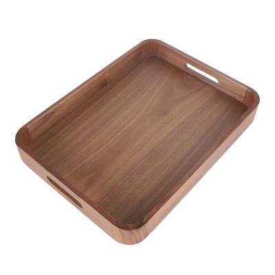 China Eco - Friendly Black Walnut Wooden Serving Tray With Handle for sale