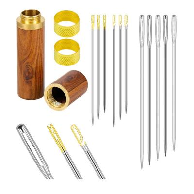 China Eco-friendly 24 Pcs Self Threading Storage Needle Sewing Wooden Case And 2pcs Adjustable Dice for sale