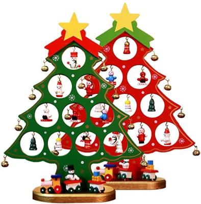 China Small DIY mini Christmas tree decorations scene window ornaments of beautiful Christmas tree wooden table tops for sale