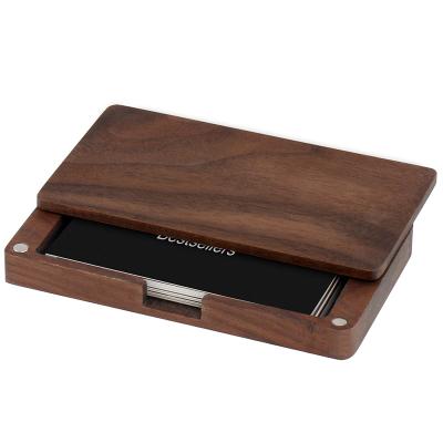 China Business Wooden Card Case Holders Wooden Business Card Holder Stand Business Card Holder with Magnetic Closure for sale