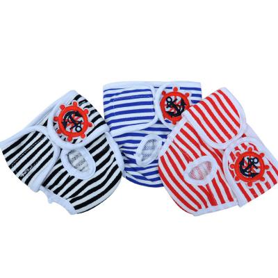 China Sustainable Recycling Products Dog Breathable Diaper Female Stripe Print Washable Cleaning Diapers for sale