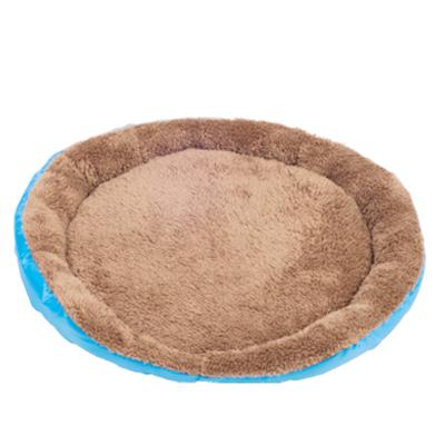 China Stocked Concave Color Candy Drop Shipping Farmhouse Keep Warm Round Faux Dog Cat Luxury Pet Beds for sale