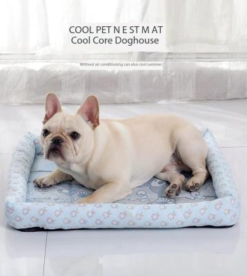 China Summer Breathable Pet Ice Stored Pad Cooling Dog Mat Bed Cat Kennel Waterproof Square Non Slip for sale