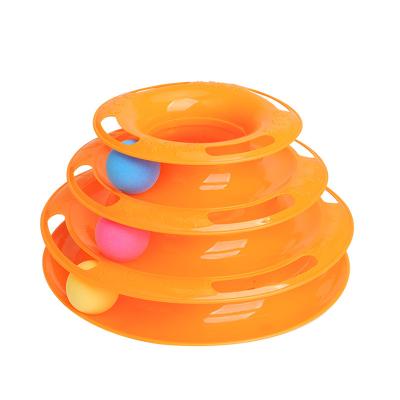 China Viable Rolling Balls Cat Toy Pet Puzzle Toy Detachable Cat Play Board Three-Tier Round Turntable for sale