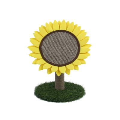 China Viable Luxury Round Board Toy Sisal Sunflower Cat Scratch Fancy Claw Claw Crusher Simulation Toys for sale