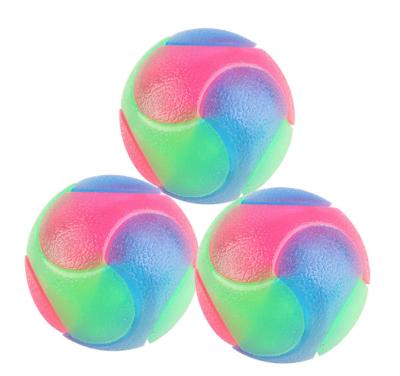 China Viable Fancy Rubber Chew Dog Toys Teeth Color Bite-Resistant Cleaning Molar Flashing Bouncy Ball for sale